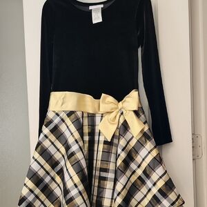 Bonnie Jean Black And Gold Drop-waist holiday dress